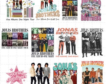 26 Files Vintage Jonas Brothers PNG, Jonas Five Albums One Night Tour PNG, Jonas Brothers 2023 Tour PNG