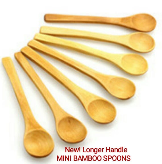 48 Mini Bamboo Wooden Multi Use Spoons Sugar Scrub Scoops Image 0