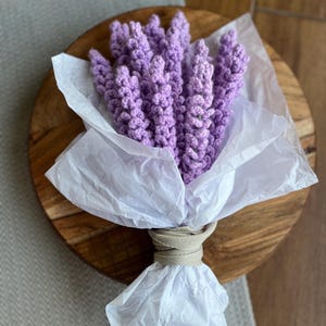Dozen Crochet Lavender Flowers – Handmade Yarn Bouquet, Wedding Decor, Everlasting Gift, Rustic Home Accent