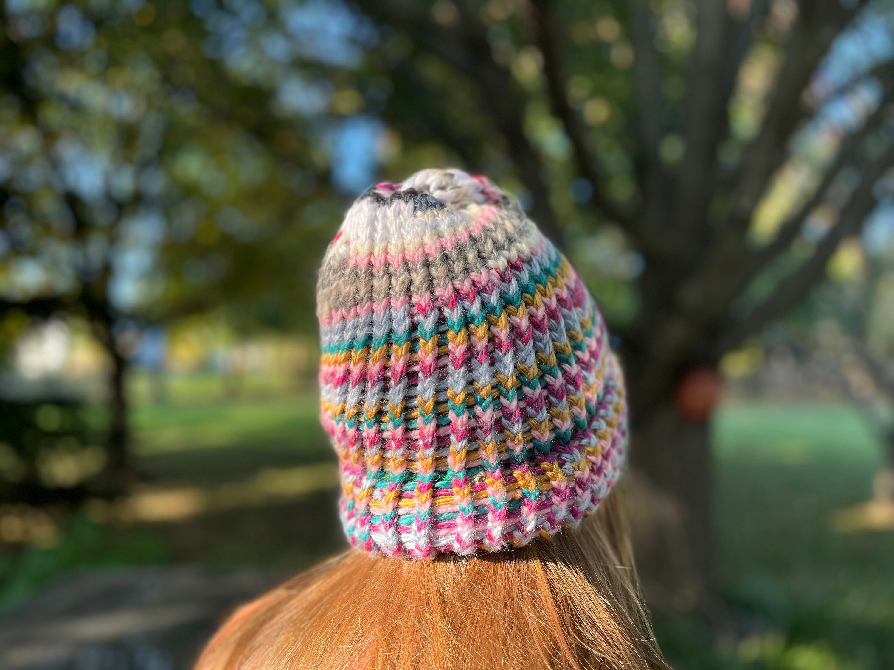 One-of-a-kind Patchwork Knit Hat for Adults | Handmade From 