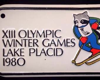 XIII Olympic Games, Lake Placid 1980 Winter Games, Motorcycle Mini License Plate, 1980 Olympics Collectible, 80s Winter Olympics Memorabilia