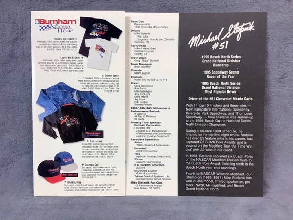 Mike Stefanik Signed 1996 NASCAR Bush Grand National Series #51