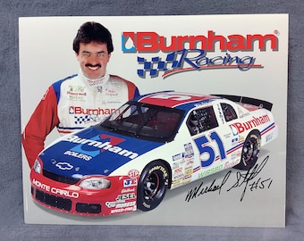 Mike Stefanik Signed 1996 NASCAR Bush Grand National Series #51 Burnham Drivers Card, NASCAR Driver Mike Stefanik Vintage Autograph