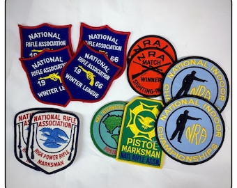 Assorted Vintage NRA Embroidered Sew On Patches, 12 National Rifle Association Patches