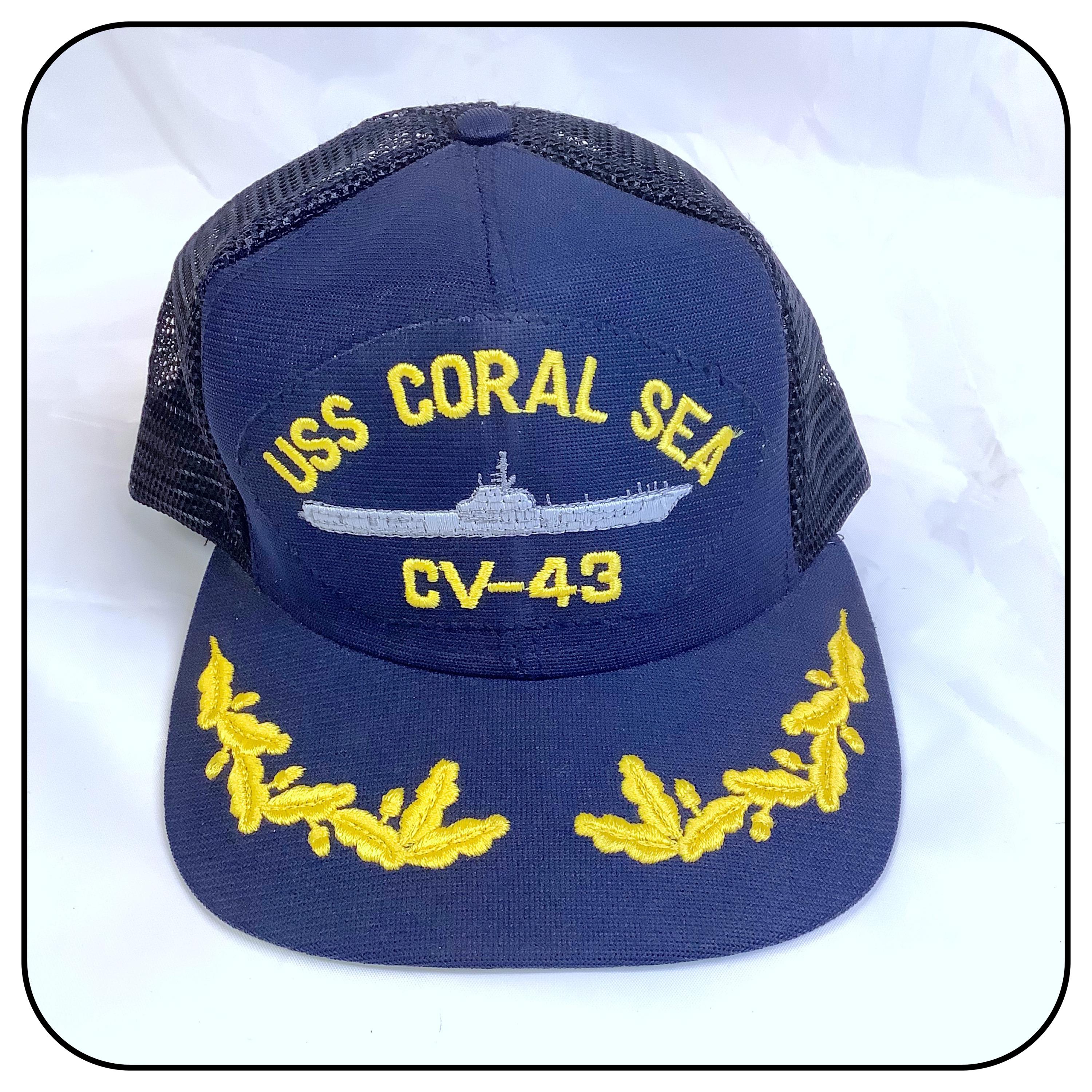 90s vintage デッドストック USS CORAL SEA キャップ USS Coral Sea CV-43 Embroidered Navy Ball Cap - Etsy