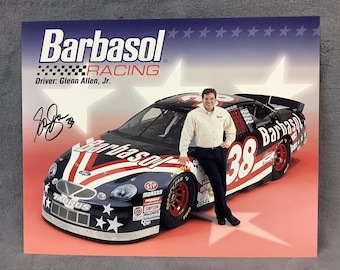 Glenn Allen Jr. Signed 1999 NASCAR Bush Grand National Series #38 Barbasol Drivers Card, NASCAR Driver Glenn Allen Jr. Vintage Autograph
