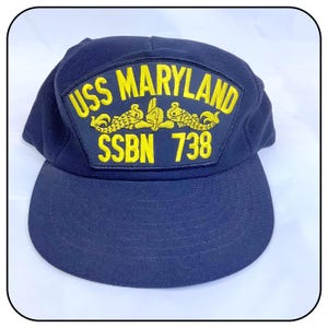 USS Maryland SSBN Navy Submarine Embroidered Adjustable Snapback Dark Navy Blue Ball Cap