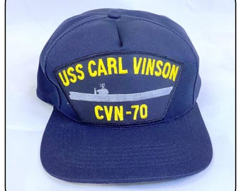 USS Carl Vinson Navy Ship Embroidered Adjustable Snap Back Dark