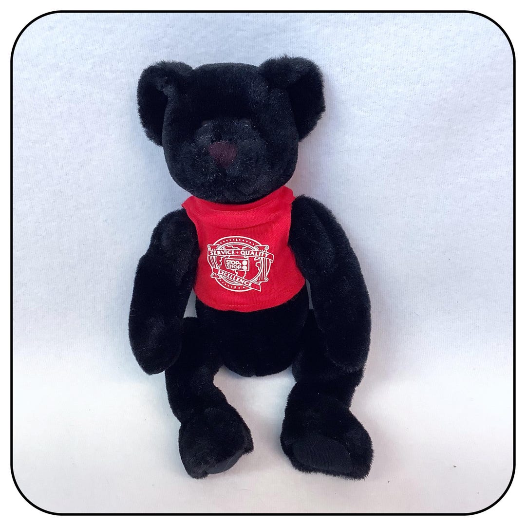 Stop and Shop Black Teddy Bear With Red Sleeveless Shirt Plush Toy 1994 Store Advertising Stuffed Bear Etsy
