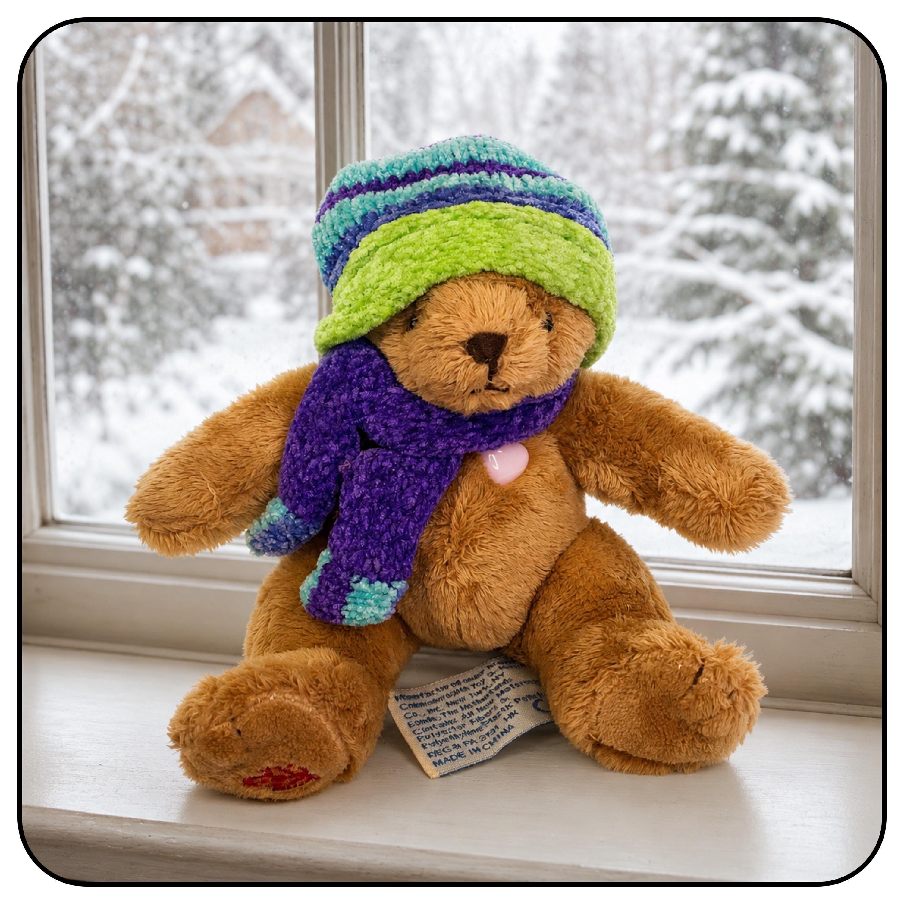 Cherished Teddies 6 Inch Mini Plush Bear With Winter Hat and Scarf