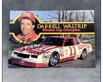 Darrell Waltrip Autographed 1986 Winston Cup Champion #11 Budweiser Chevrolet Driver Promotional Card, Junior Johnson Racing
