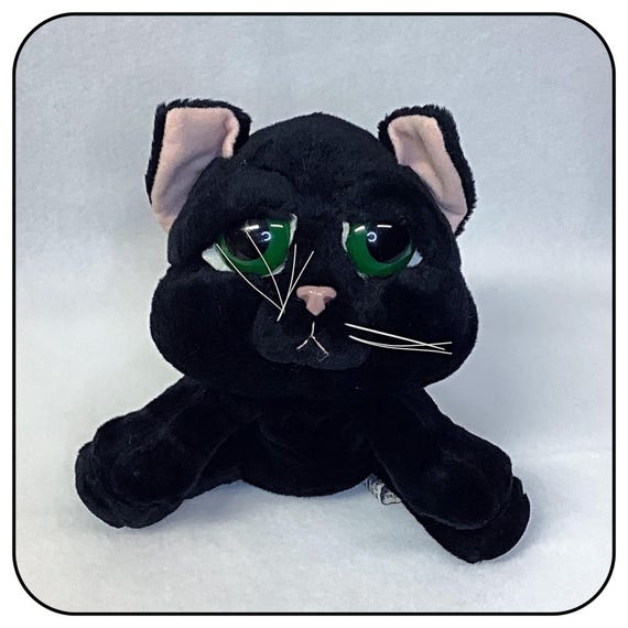Vintage Russ Berrie Shadow Black Cat Green Eyes Soft Plush Toy Stuffed Kitty Etsy Australia