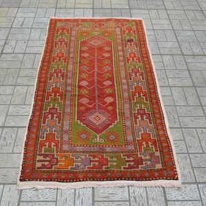 Vintage Turkish Milas Rug: Small Handwoven Wool Carpet (6 x 3.2 ft)