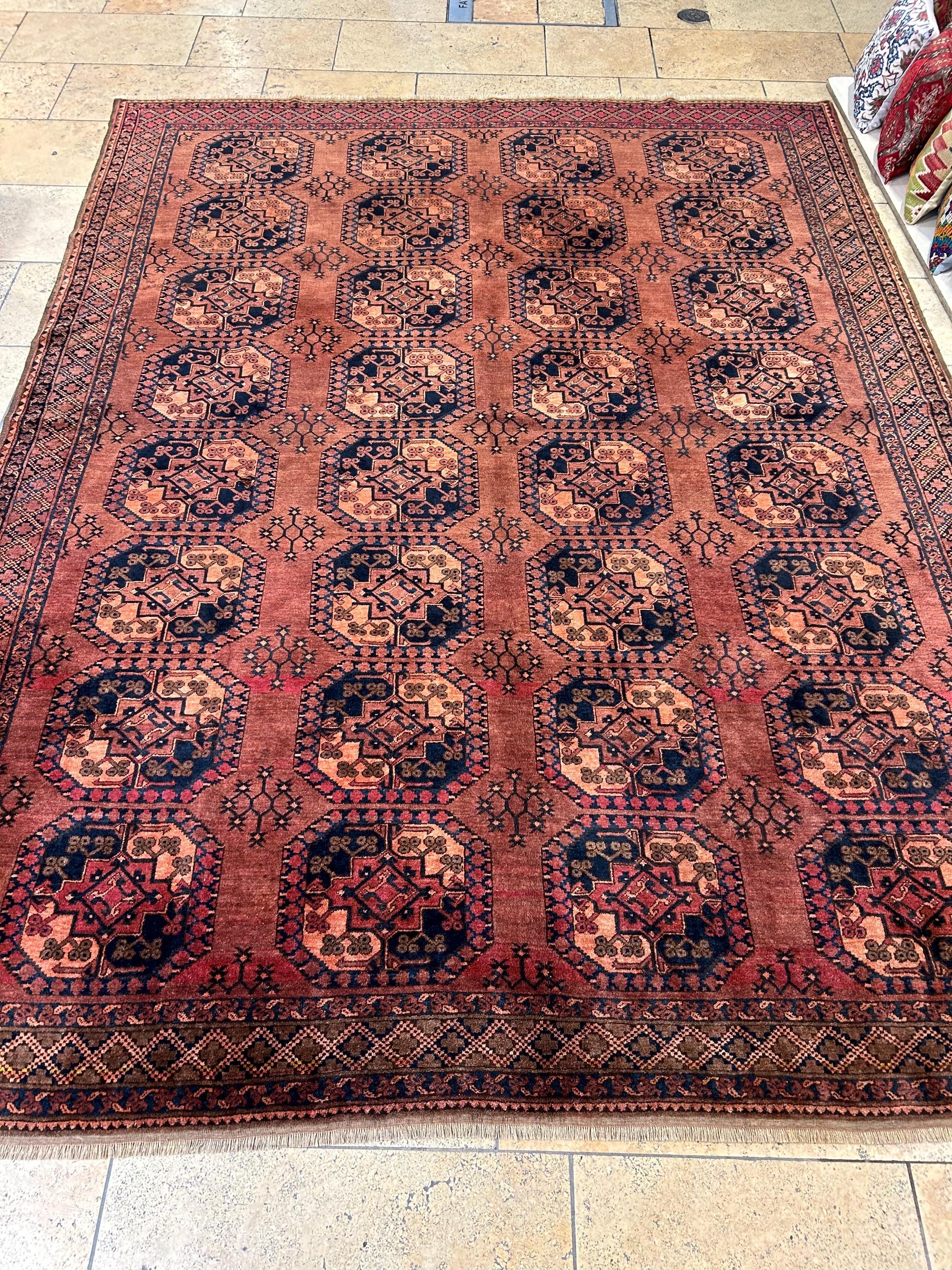 トルコ産　ハンドメイドウールカーペット（手織り） 大型ヴィンテージ手織りトルコ絨毯：特大ウールカーペット（11.4 x 8.8