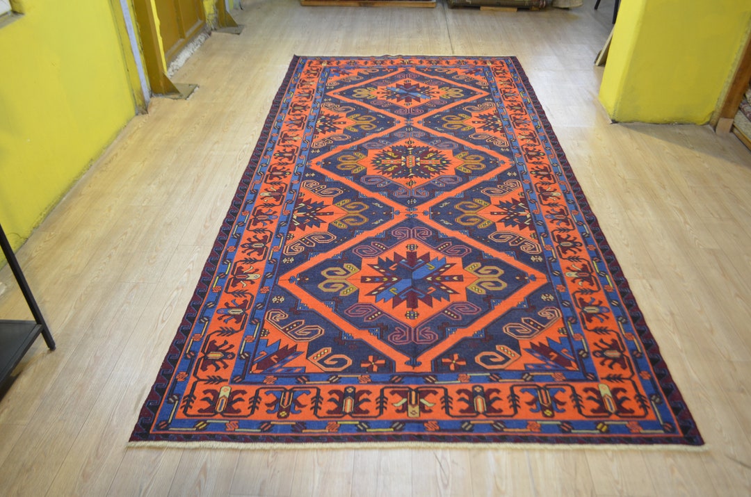Sumac Rugs Antique Turkish Sumac Rug: Handwoven Caucasian Wool Area Rug (11.3 X 5. ...