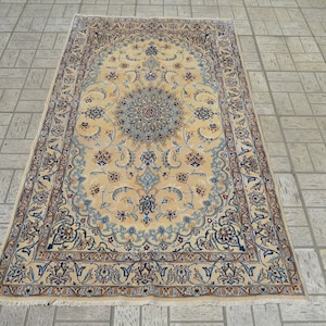 Vintage Nain Rug: Handwoven Turkish Wool Carpet (6.6 x 3.8 ft)
