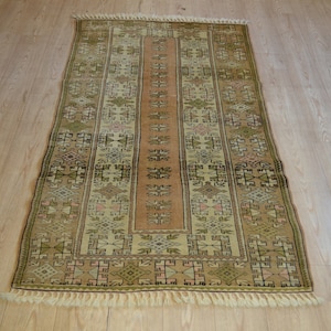Pastel Turkish Rug: Vintage Handwoven Wool Carpet (6 x 3.3 ft)