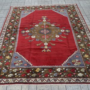Vintage Handwoven Turkish Wool Rug - 7.6 x 6.2 ft