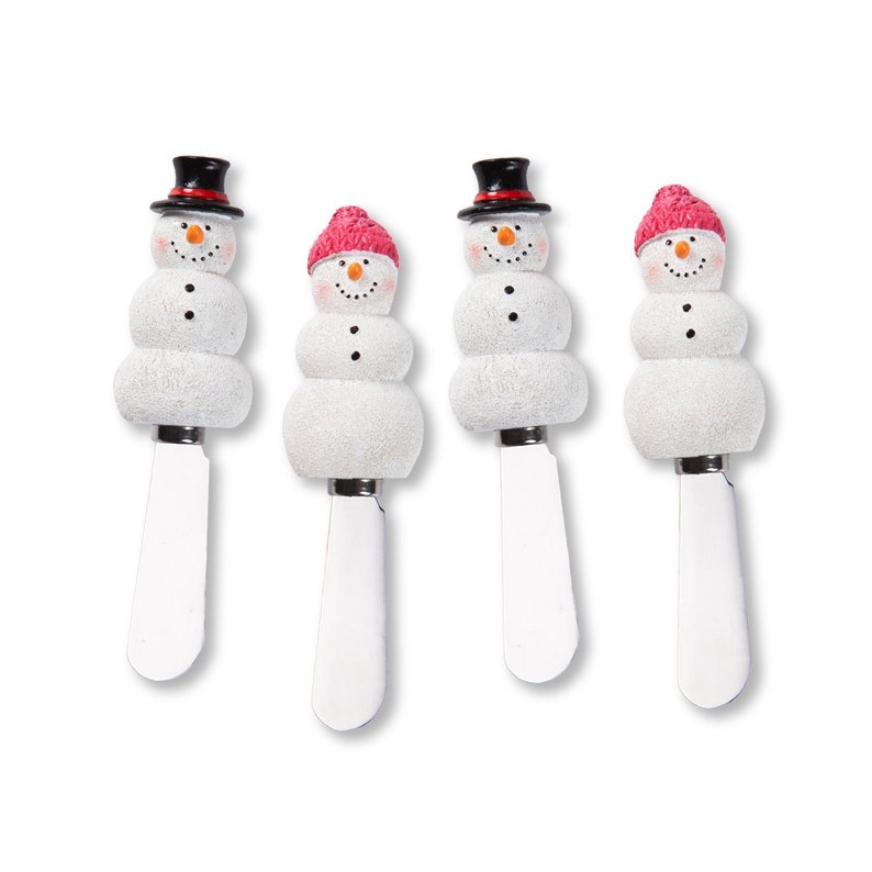 4-Piece Hand Painted Snowman Cheese Spreader
