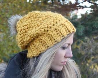 handmade hat beanie christmas gift for sister slouch beanie Chunky Knit Hat Warm winter beanie