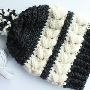 CROCHET PATTERN - Britta Braided Slouchy Beanie, Chunky Crochet Beanie Pattern, Cabled Slouchy Hat, Cabled Beanie Pattern, Winter hat beanie