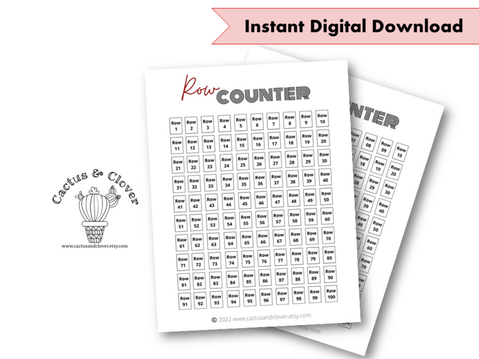 Printable Row Counter for Crochet or Knitting Projects, Printable ...