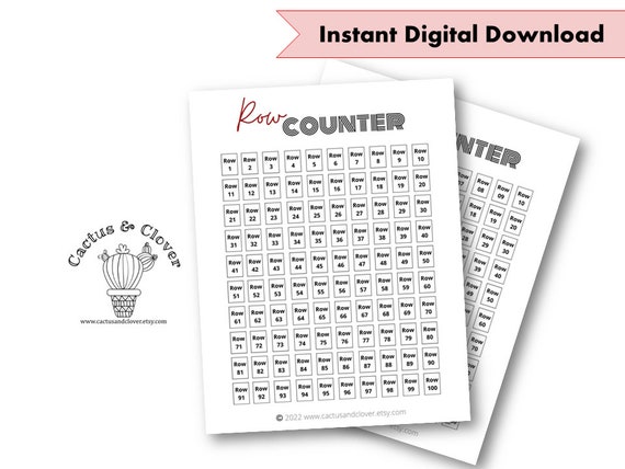 Printable Row Counter for Crochet or Knitting Projects - Etsy
