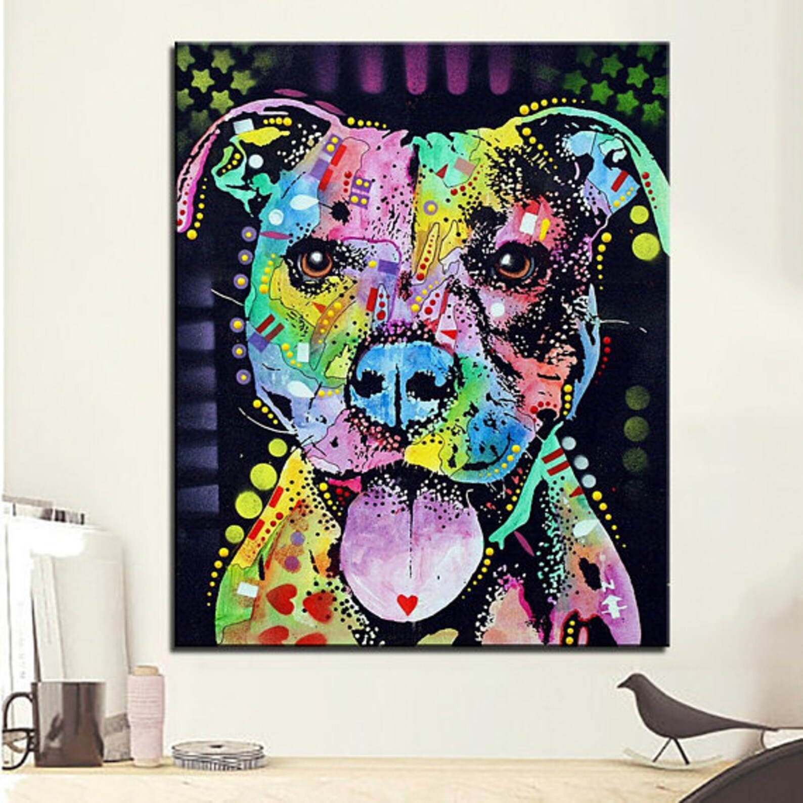 Pit Bull Canvas Painting Pitbull Painting Pit bull Art FREE Etsy