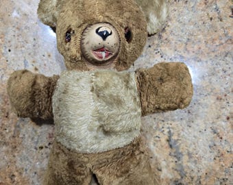 Osito de peluche de mohair vintage de los años 40 y 50 con hocico pintado de composición, estilo Chad Valley/Knickerbocker
