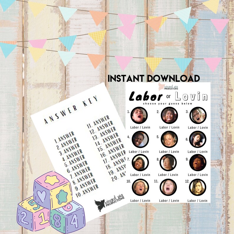 Labor or Lovin Baby Shower Party Game Gender Neutral Theme Etsy