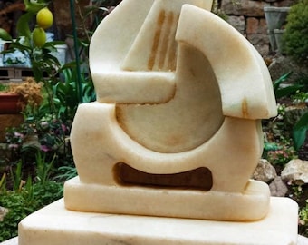 Marble Sculpture "Guitar Player in Armchair" Jacques Lipchitz