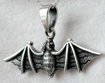 Bat Pendant Sterling Silver Vampire Pendant - Sterling Silver Bat Necklace - Bat Jewelry - Gothic Bat Necklace -  Halloween Bat Necklace