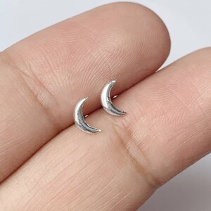 Crescent stud earrings - 925 Sterling Silver - Boho Moon Stud Earrings - Celestial Moon Jewelry - Bohemian Stud Earrings - Cartilage Helix