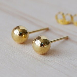 5mm Tiny Gold Plated Ball Stud earrings - Sterling Silver Dot earrings - Cartilage Helix stud earrings - minimal jewelry - geometric jewelry