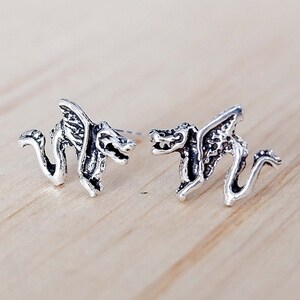 925 Sterling Silver, Dragon Earrings in Sterling Silver, Silver Dragon Studs, Viking Earrings, 925 Silver, Viking Jewelry, Dragon Jewelry