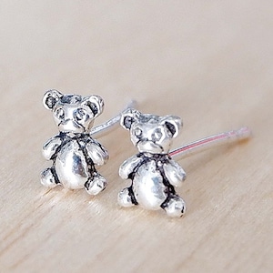 Tiny Teddy Bear Stud Earrings  - 925 Sterling Silver - Bear Earrings - Cute Teddy Bear Earrings - Teddy Bear Jewelry - Cartilage Earrings
