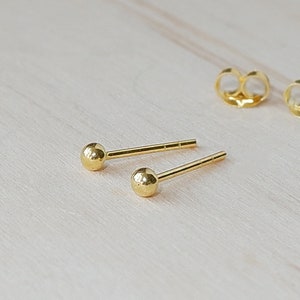 3mm Gold Ball stud earrings - 925 Sterling Silver - Gold plated ball stud earrings - Dainty earrings - Cartilage Helix Earrings - ball studs