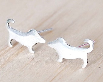 Tiny Cute Dog Stud Earrings - 925 Sterling Silver - Dog Lover Earrings - Puppy Stud Earrings - Cute Dog Jewelry - Dog Pet Lover Jewelry