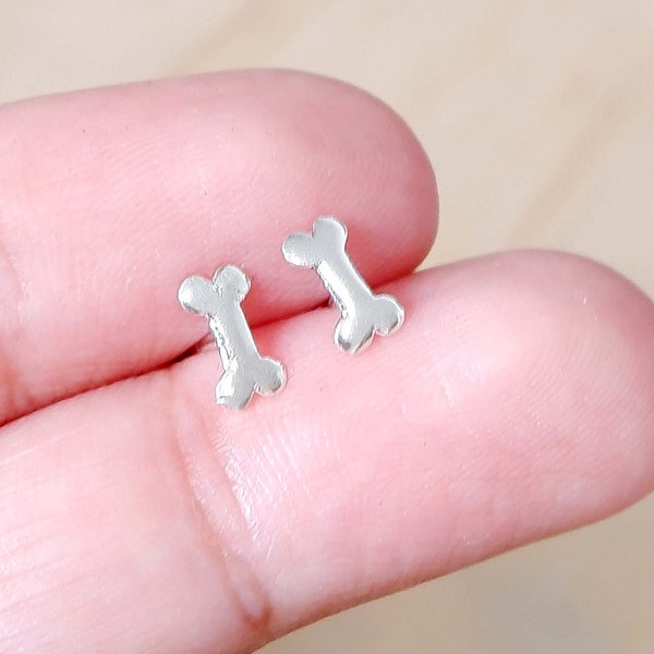 Tiny Cute Dog Bone Stud Earrings - 925 Sterling Silver - Dog Lover Earrings -Puppy Bone Stud Earrings -Pet Lover Jewelry -Tiny stud earrings