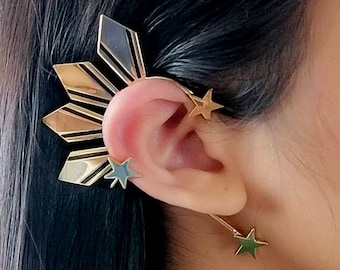 Miss Universe Catriona Gray Inspired Three Stars and a Sun - Miss Philippines Ear Cuff No Piercing - Ear Cuff Earrings for Women - Ear Wrap