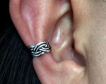 Oxidized Braided Ear Cuff Earrings - 925 Sterling Silver - Cartilage ear cuff - simple Ear cuff earrings - Minimal jewelry- Clip on Ear cuff