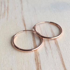 16mm Rose Gold Hoop Earrings - Rose Gold Plated - tiny hoop earrings - cartilage hoop earrings - silver hoop earrings - gold hoop earrings