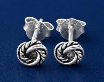 Tiny Spiral Stud Earrings Sterling Silver - Celtic Swirl
