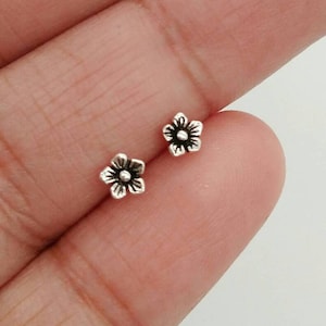 925 Sterling Silver - Jasmine Stud Earrings - Tiny Flower Post Earrings - Cartilage Helix Stud - Tiny Boho Stud Earrings - Minimal Jewelry