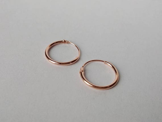 12mm Rose Gold Hoop Earrings Rose Gold Plated Tiny Hoop | Etsy