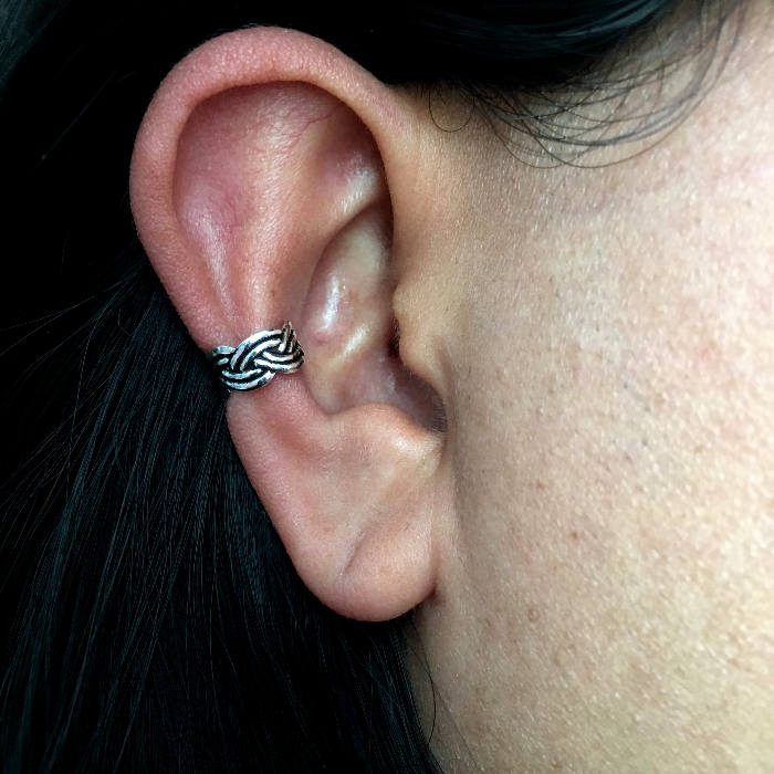 Oxidized Braided Ear Cuff Earrings 925 Sterling Silver Etsy
