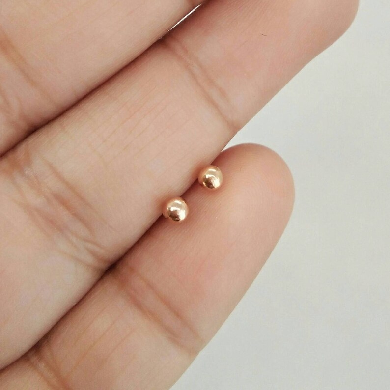 3mm Rose Gold Ball Stud Earrings 925 Sterling Silver Etsy