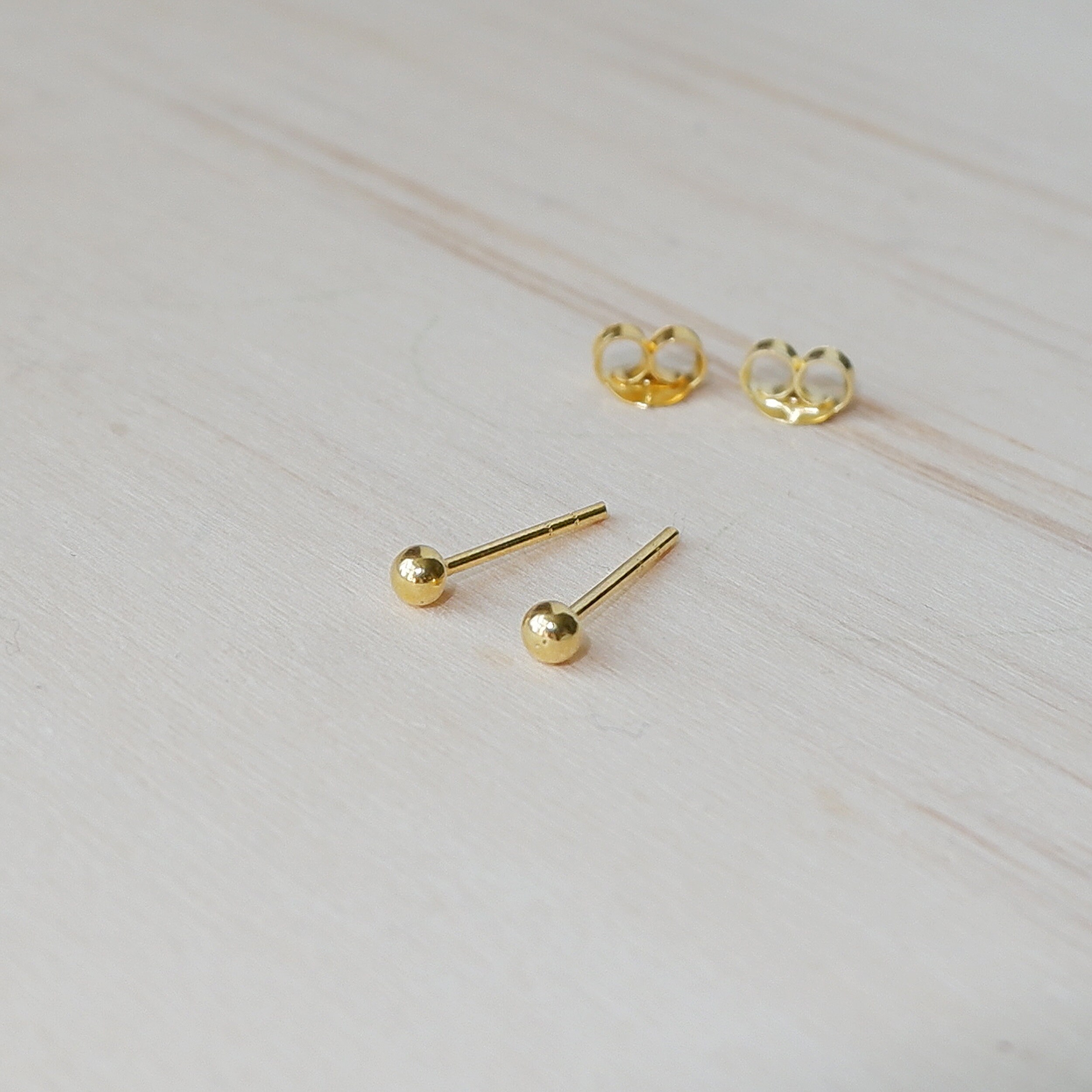 3mm Gold Ball Stud Earrings 925 Sterling Silver Gold Etsy