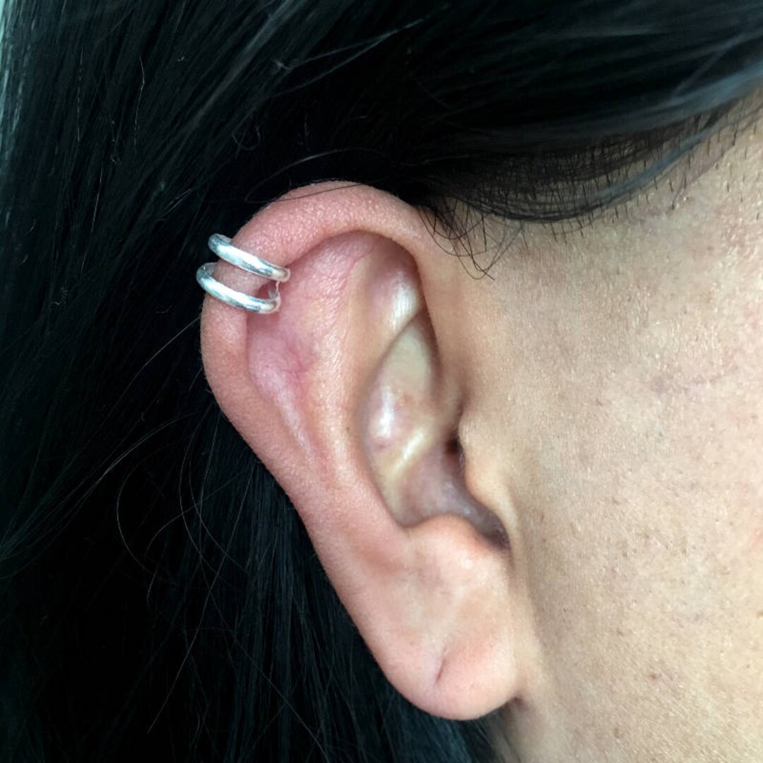 Simple Double Ear Cuff Earrings 925 Sterling Silver - Etsy