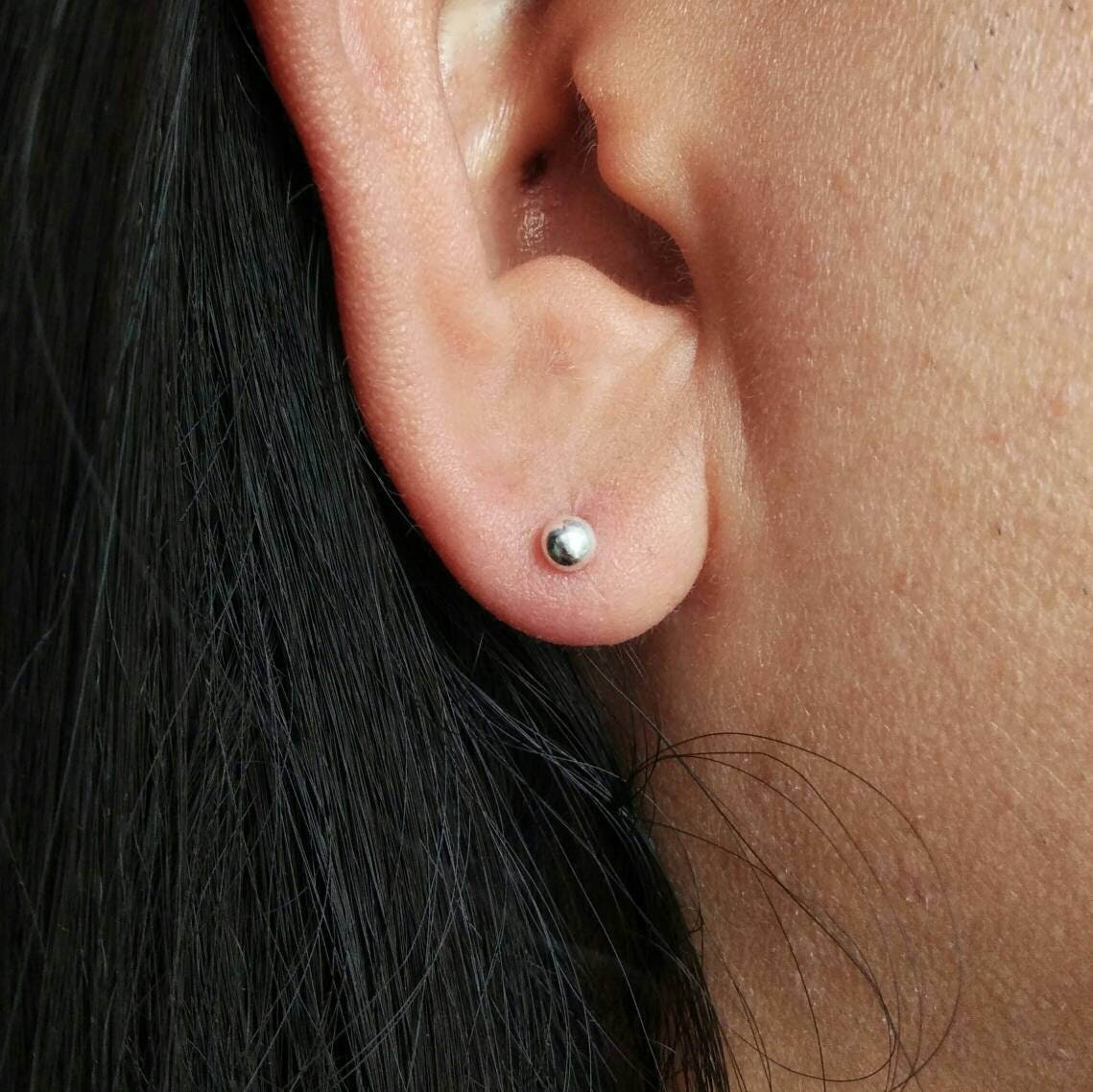 Silver ball stud earrings deals